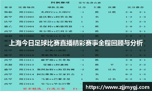 上海今日足球比赛直播精彩赛事全程回顾与分析